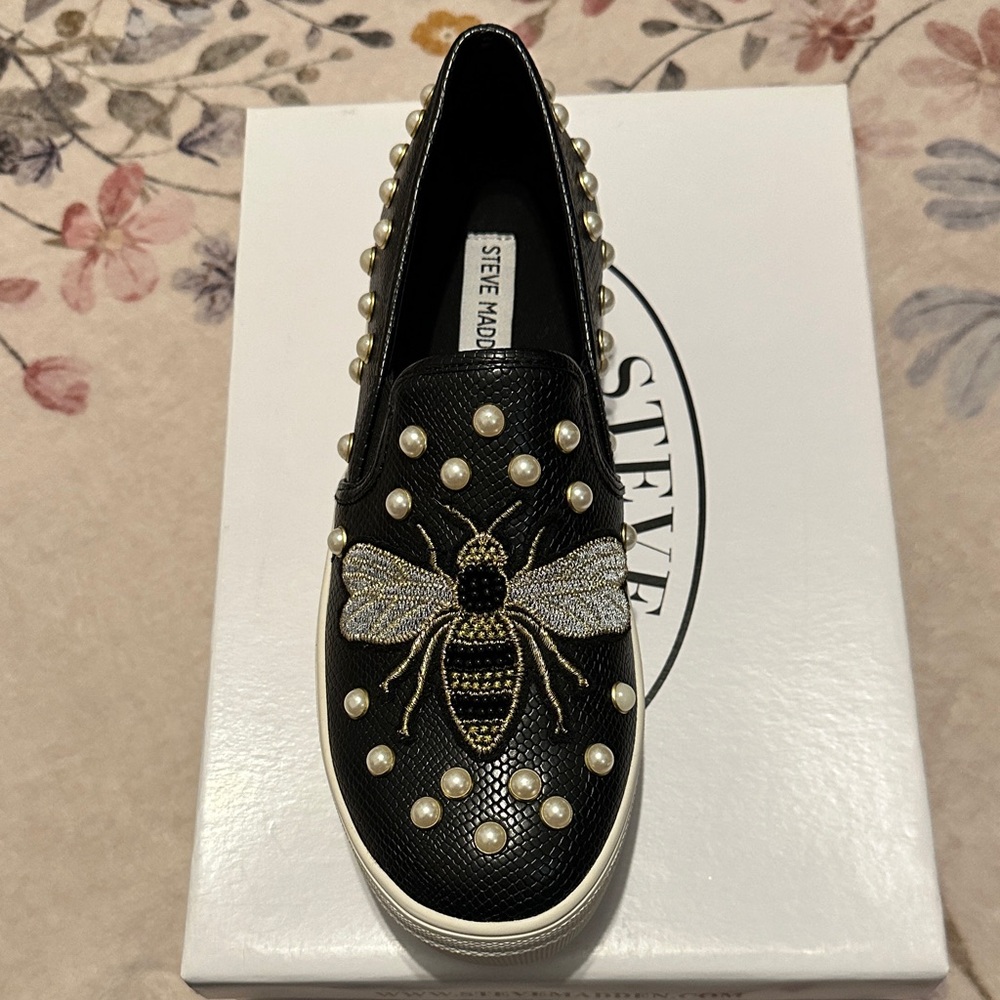 Steve Madden Black Pearl Embellished Sneakers